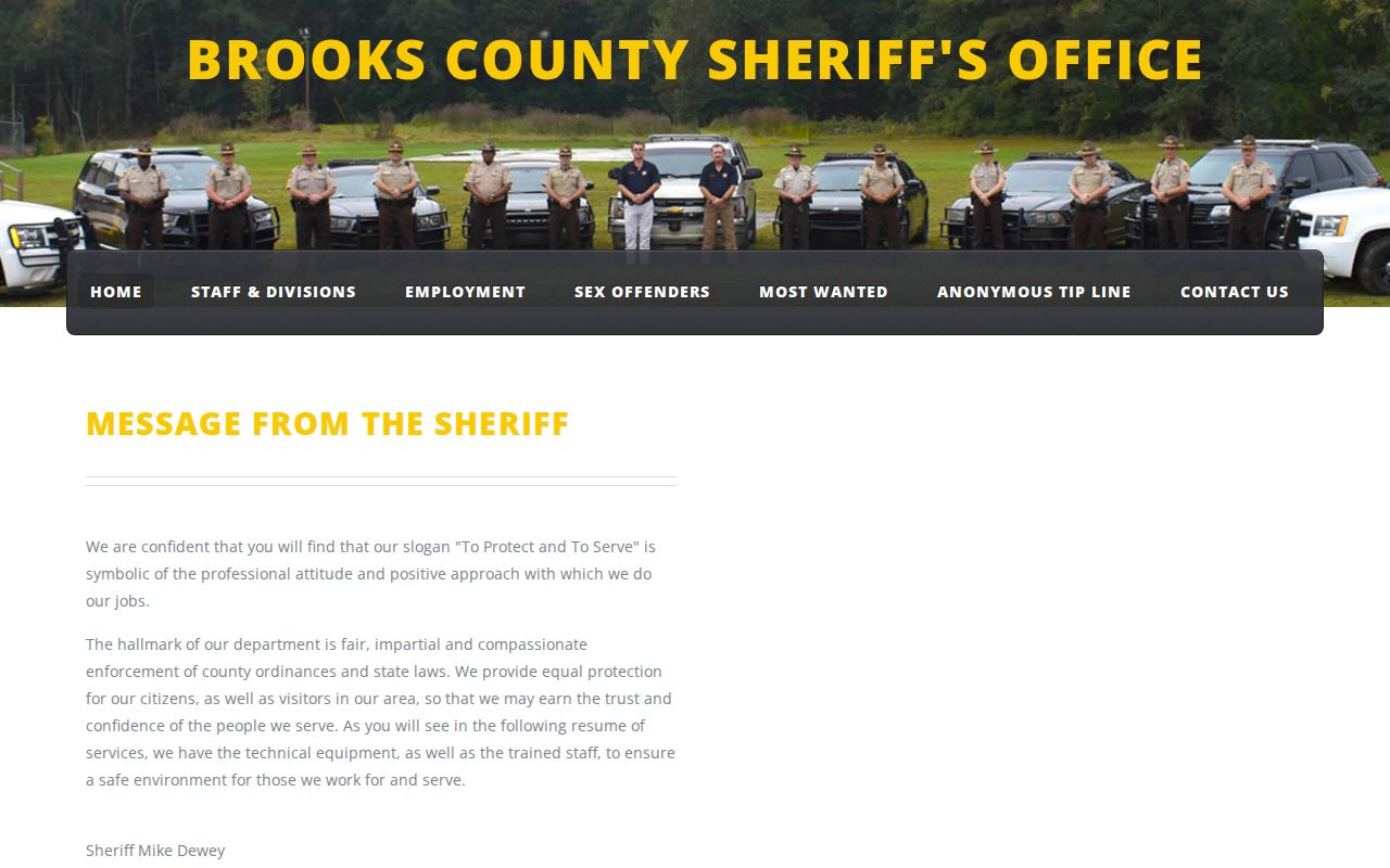 Brooks County warrant records sheriff office website